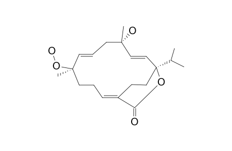 LAEVIGATLACTONE_F;(1-R*,2-E,4-S*,6-E,8-R*,11-E)-1-ISOPROPYL-4-HYDROXY-8-HYDROPEROXYL-4,8-DIMETHYL-21-OXABICYCLO-[10.2.2]-HEXADECA