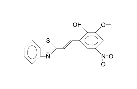 2-(2-Hydroxy-3-methoxy-5-nitro-styryl)-3-methyl-benzothiazolium cation