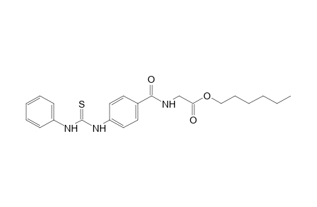 p-(3-phenyl-2-thioureido)hippuric acid, hexyl ester