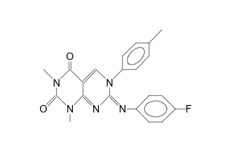 7-(4-Fluoro-phenyl)imino-1,3-dimethyl-6-(4-tolyl)-2,4-dioxo-1,2,3,4,6,7-hexahydro-pyrimido(4,5-D)pyrimidine