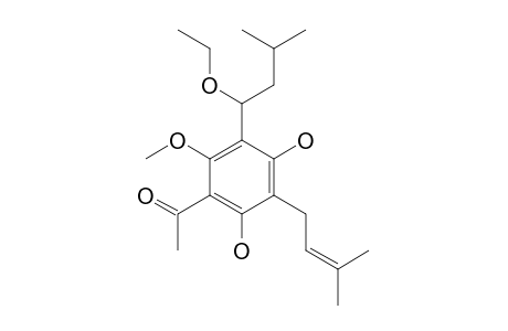 1-[2',4'-DIHYDROXY-3'-(3''-METHYLBUT-2''-ENYL)-5'-(1'''-ETHOXY-3'''-METHYLBUTYL)-6'-METHOXY]-PHENYLETHANONE