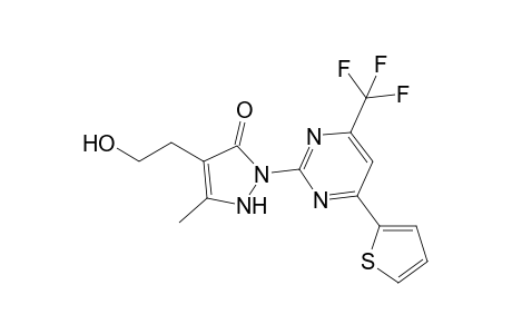 4-(2-hydroxyethyl)-5-methyl-2-[4-(2-thienyl)-6-(trifluoromethyl)pyrimidin-2-yl]-1H-pyrazol-3-one