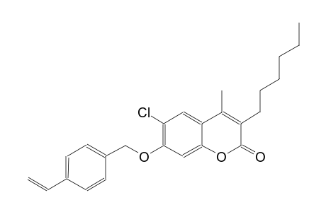 2H-1-benzopyran-2-one, 6-chloro-7-[(4-ethenylphenyl)methoxy]-3-hexyl-4-methyl-